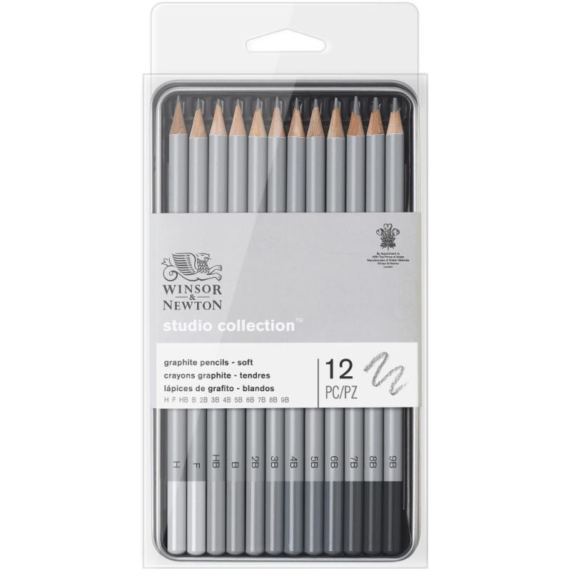 Winsor & Newton Studio Graphic Pencil Soft - Tin of 12