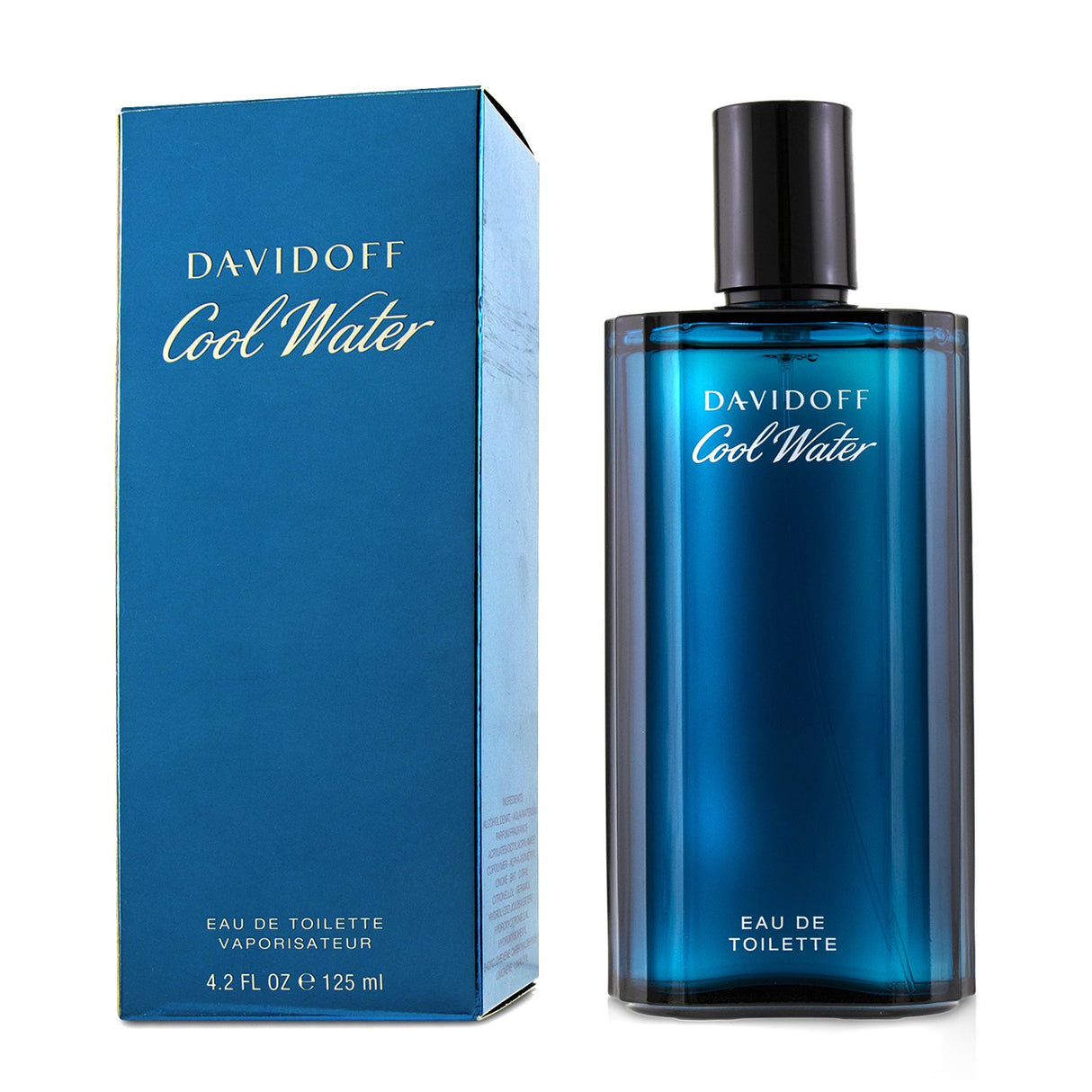 Davidoff Cool Water Eau De Toilette 125ml for men, featuring fresh notes of lavender, mint, and musk in an elegant bottle.