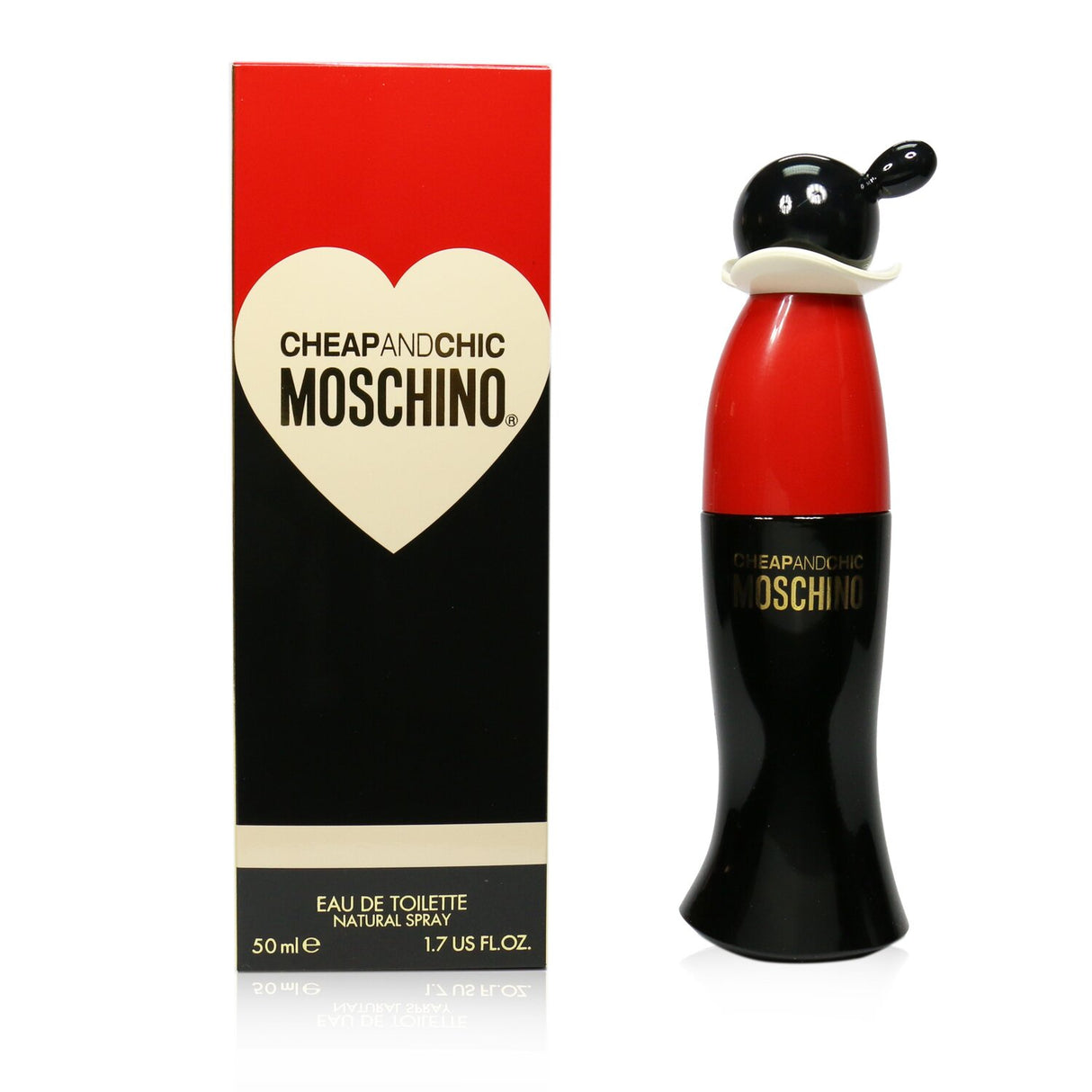 Playful Moschino Cheap & Chic Eau De Toilette in 50ml, featuring fresh floral and citrus notes in a beautifully designed bottle.