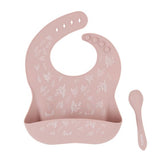 Silicone Bib With Spoon - Dusty Pink - All4Ella