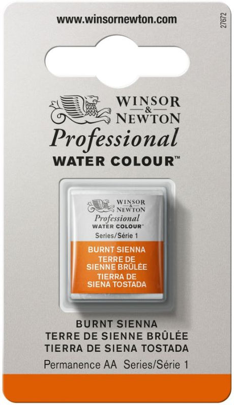 WINSOR & NEWTON professional half pan in vibrant Aliz Crimson, perfect for artists seeking rich, transparent color.