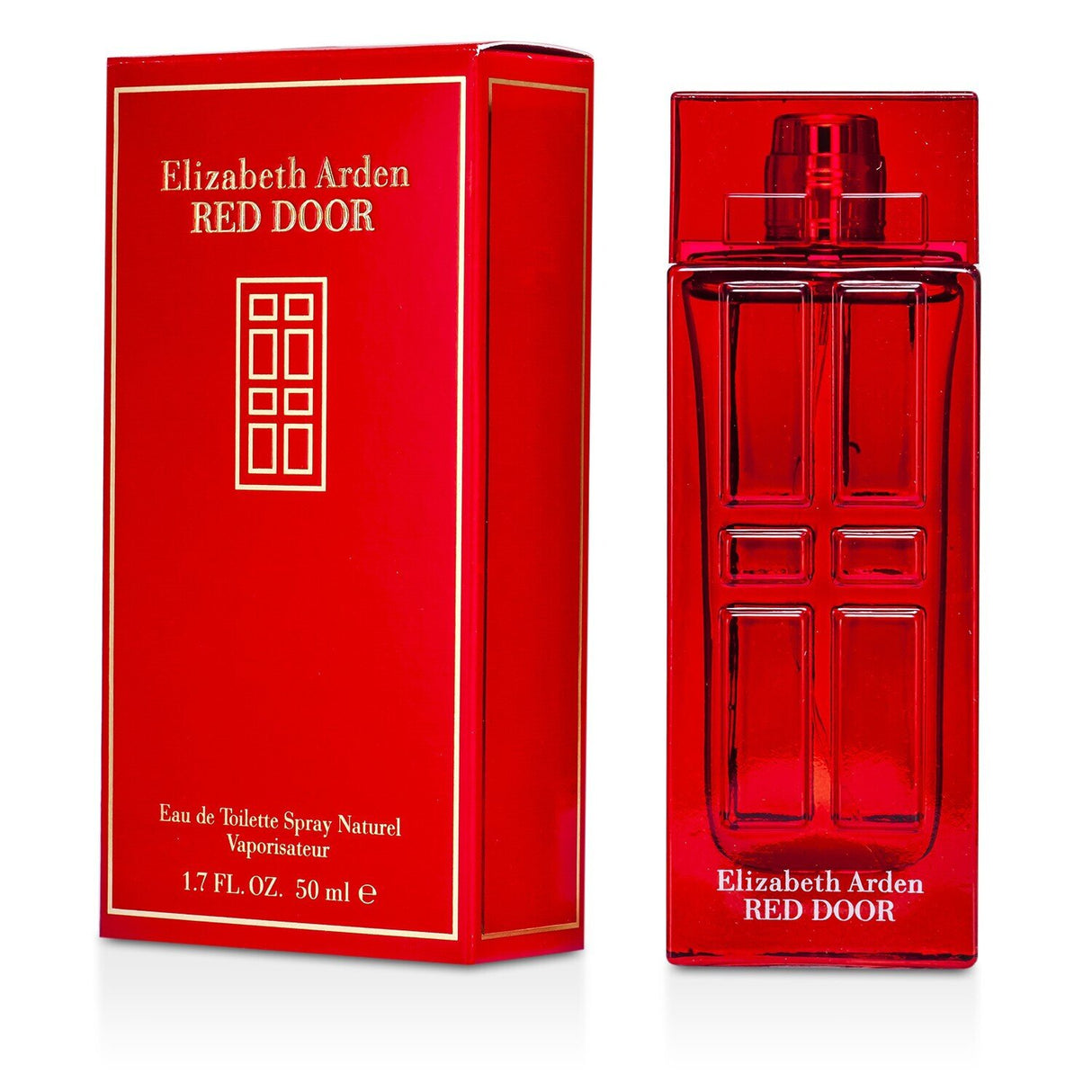 Elegant Elizabeth Arden Red Door Eau De Toilette Spray, featuring floral notes of ylang-ylang, roses, and jasmine, perfect for any occasion.