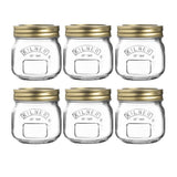 Set of 6 Kilner 250ml glass preserve jars with metal lids, ideal for stylish canning of jams, chutneys, and pickles.