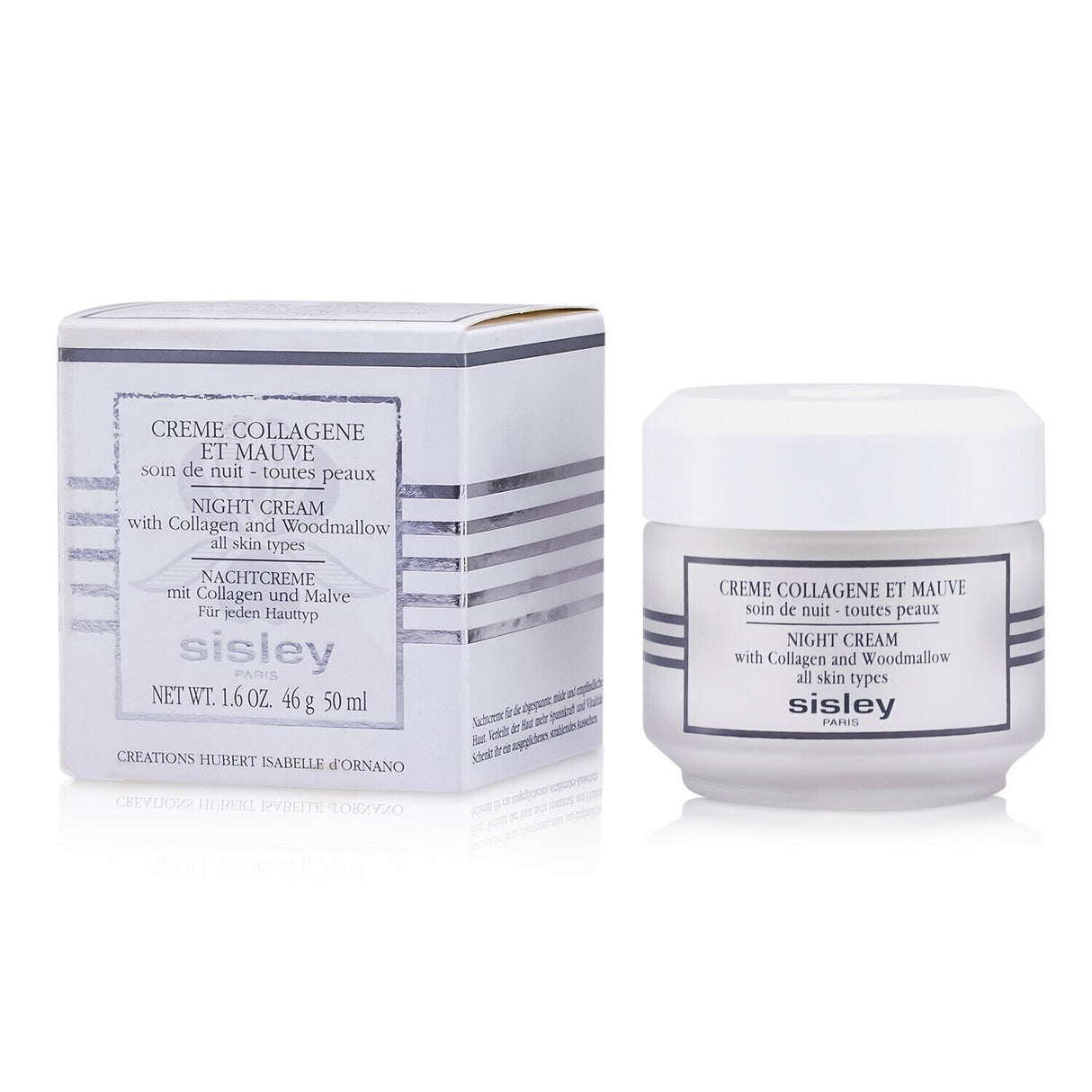 Luxurious Sisley Botanical Night Cream with collagen and woodmallow, promoting youthful, radiant skin while you sleep.