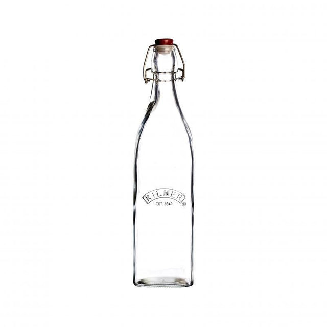 Kilner Square Clip Top Bottle Glass 550ml, a stylish airtight storage for sauces and oils, featuring a vintage ceramic lid.