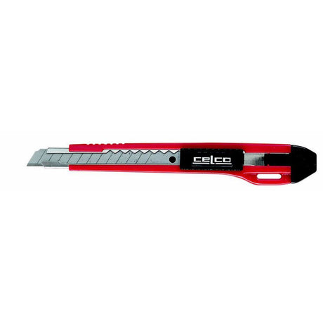 Alt text: Celco Medium Weight Auto Lock Knife with 9mm blade, ergonomic grip, and easy snap-off feature for precise cutting.