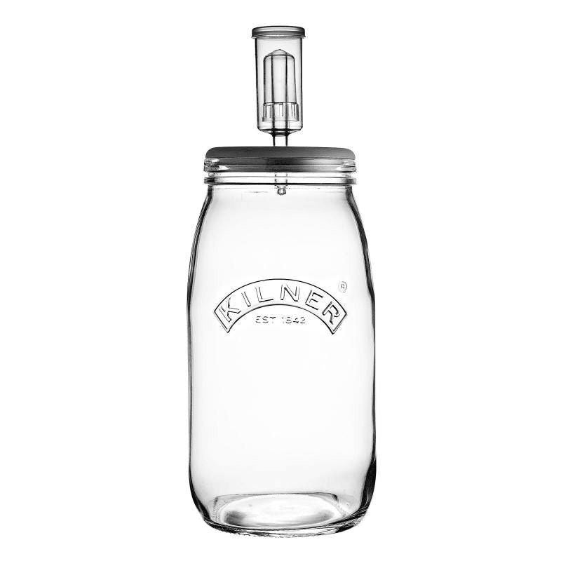 Kilner Fermentation Set 3 Litre: Essential kit for homemade probiotics, includes glass jar, airlock, silicone lid, and stones.