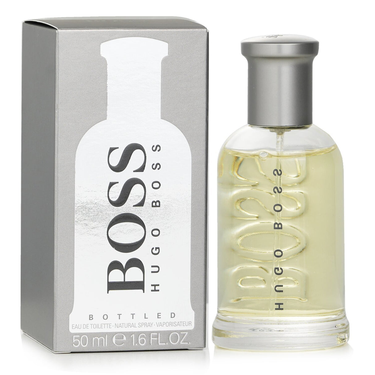 Hugo Boss Boss Bottled Eau De Toilette Spray 50ml, a refined woody spicy fragrance for men with apple, cinnamon, and sandalwood notes.