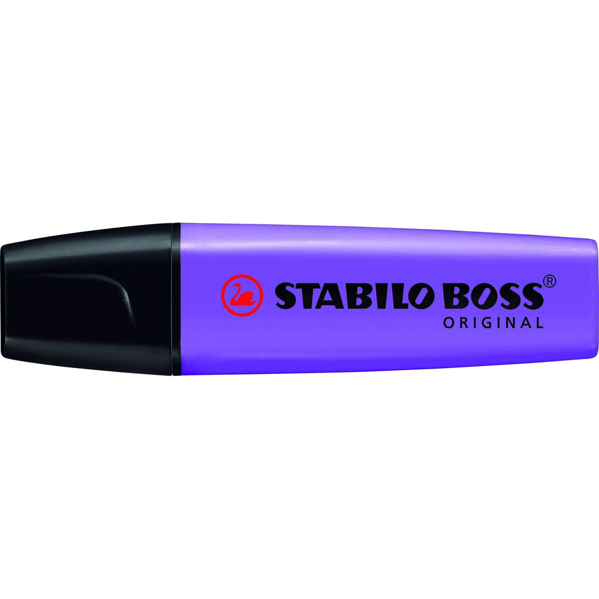 Set of 10 lavender Stabilo Boss highlighters, featuring chisel tips for versatile highlighting and a 4-hour cap-off time.