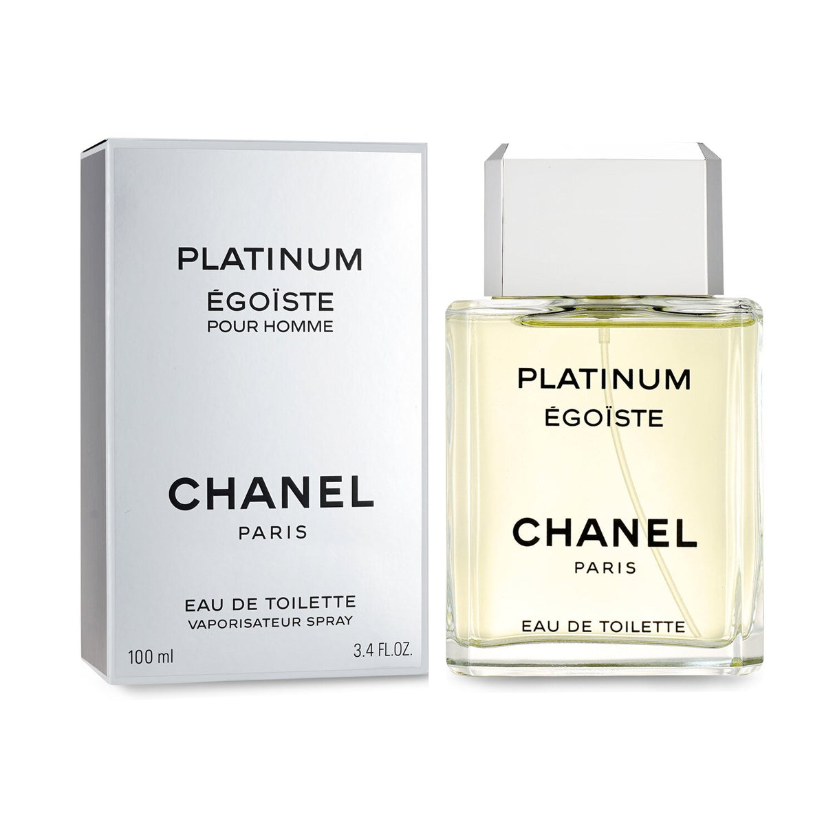 Chanel Egoiste Platinum Eau De Toilette Spray in 100ml, a sophisticated floral woody scent for men with fresh and spicy notes.