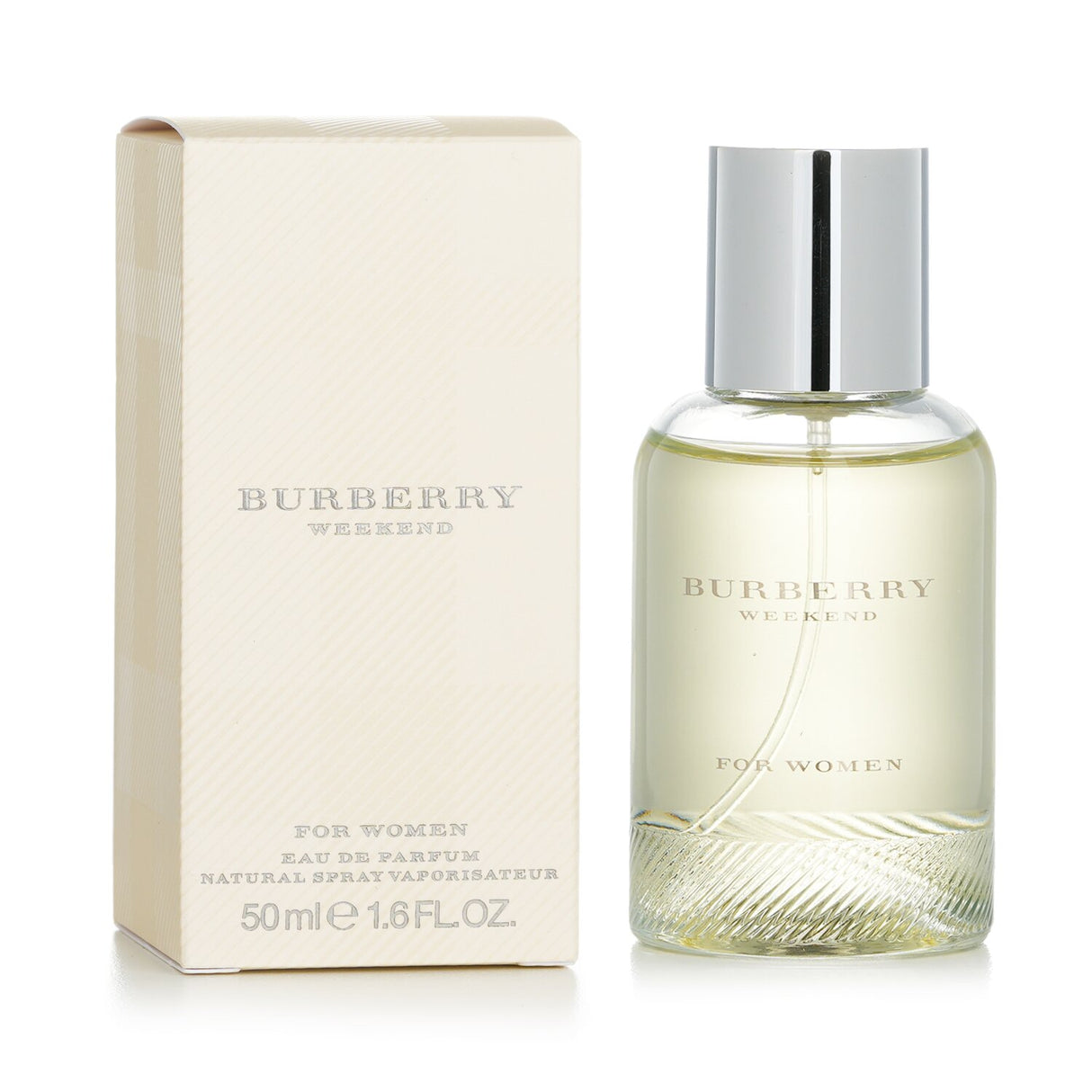 Burberry Weekend Eau De Parfum Spray 50ml features floral and citrus notes, offering a refreshing and sophisticated scent.