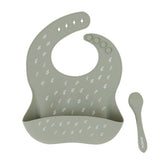 Silicone Bib With Spoon - Olive - All4Ella