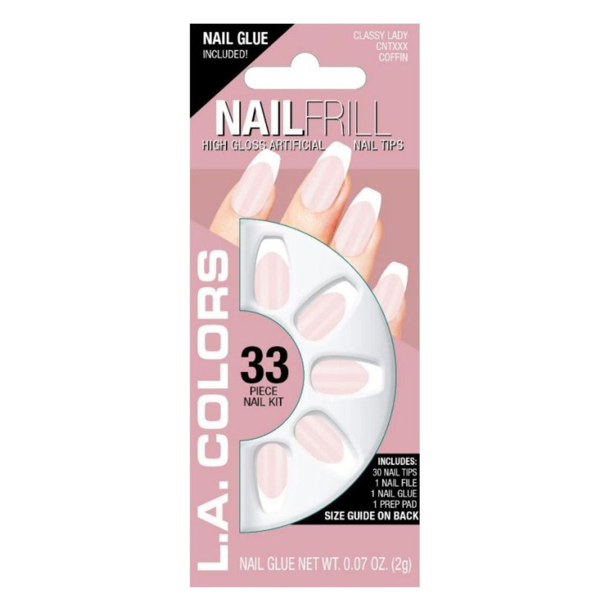 LA Colors 33pc Nail Frill Classy Lady Coffin Shape