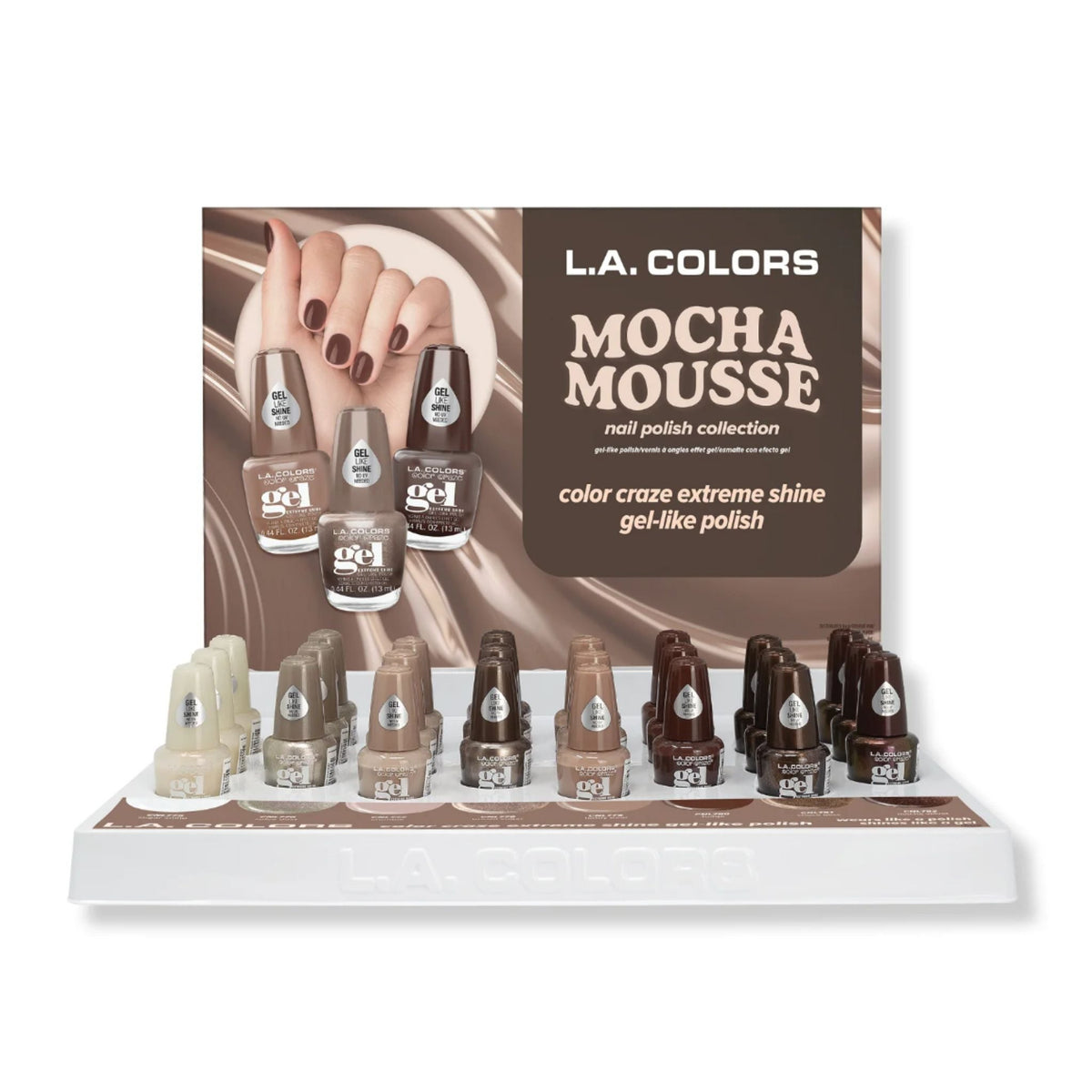 L.A. Colors Mocha Mousse Gel Nail Polish Display 24pc