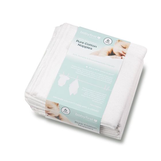 6 Pk Cloth Nappies - Baby First