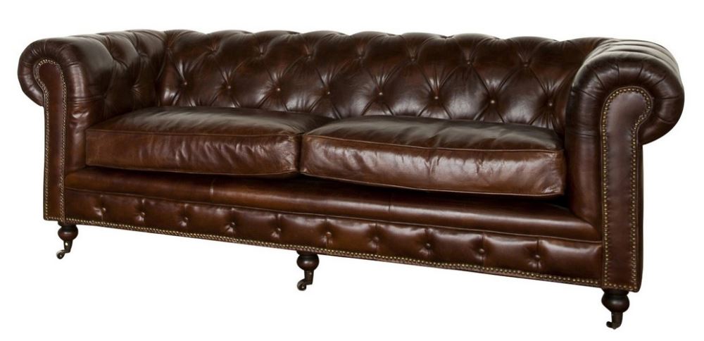 Sofa Leather - 3 Seater - Hampton Court Vintage Cigar