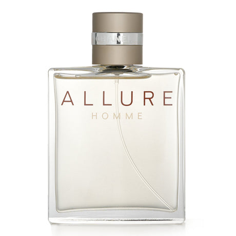 Chanel Allure Eau De Toilette Spray in a sleek bottle, featuring a blend of oriental resins, floral notes, and musk.