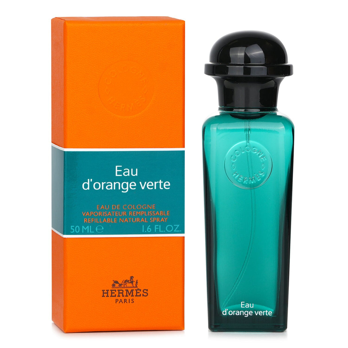 Hermes Eau D'Orange Verte Cologne Spray 50ml, a refreshing citrus fragrance for active men, embodying vitality and sophistication.