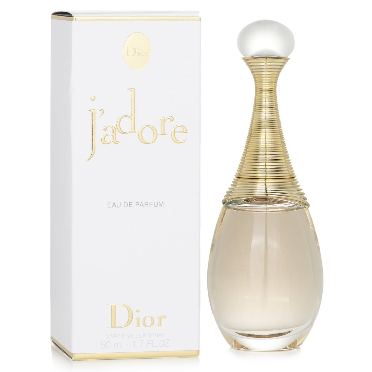 Christian Dior J'Adore Eau De Parfum Spray, a luxurious floral scent with ylang ylang, Damask rose, and jasmine notes for modern elegance.