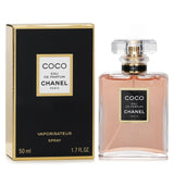 Chanel Coco Eau De Parfum Spray, 50ml, exudes elegance with warm mandarin, floral notes, and a sensual amber finish.