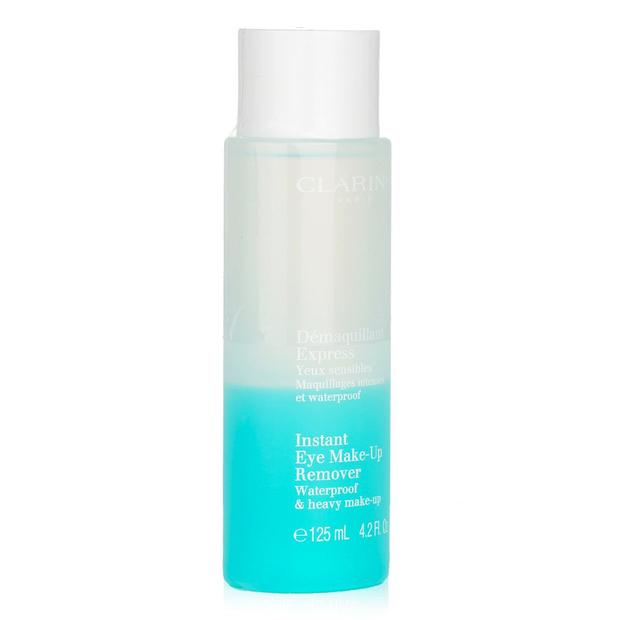 Clarins Instant Eye Make Up Remover in 125ml designed to gently dissolve waterproof makeup for sensitive eyes.