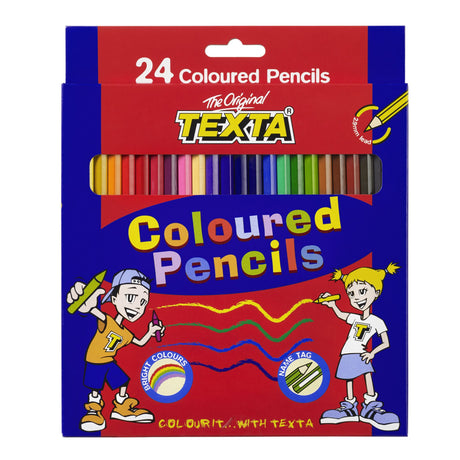 Texta Coloured Pencils Wallet 24 with 24 vibrant, break-resistant pencils, perfect for artists of all ages and portable for on-the-go creativity.