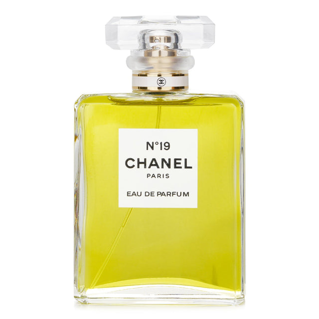 Chanel No.19 Eau De Parfum in a 100ml bottle, featuring floral and green notes for an elegant, timeless fragrance.