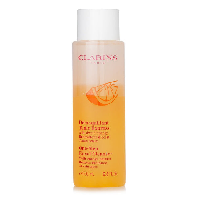 Clarins One Step Facial Cleanser 200ml, a multi-tasking formula that cleanses, tones, and refreshes all skin types.