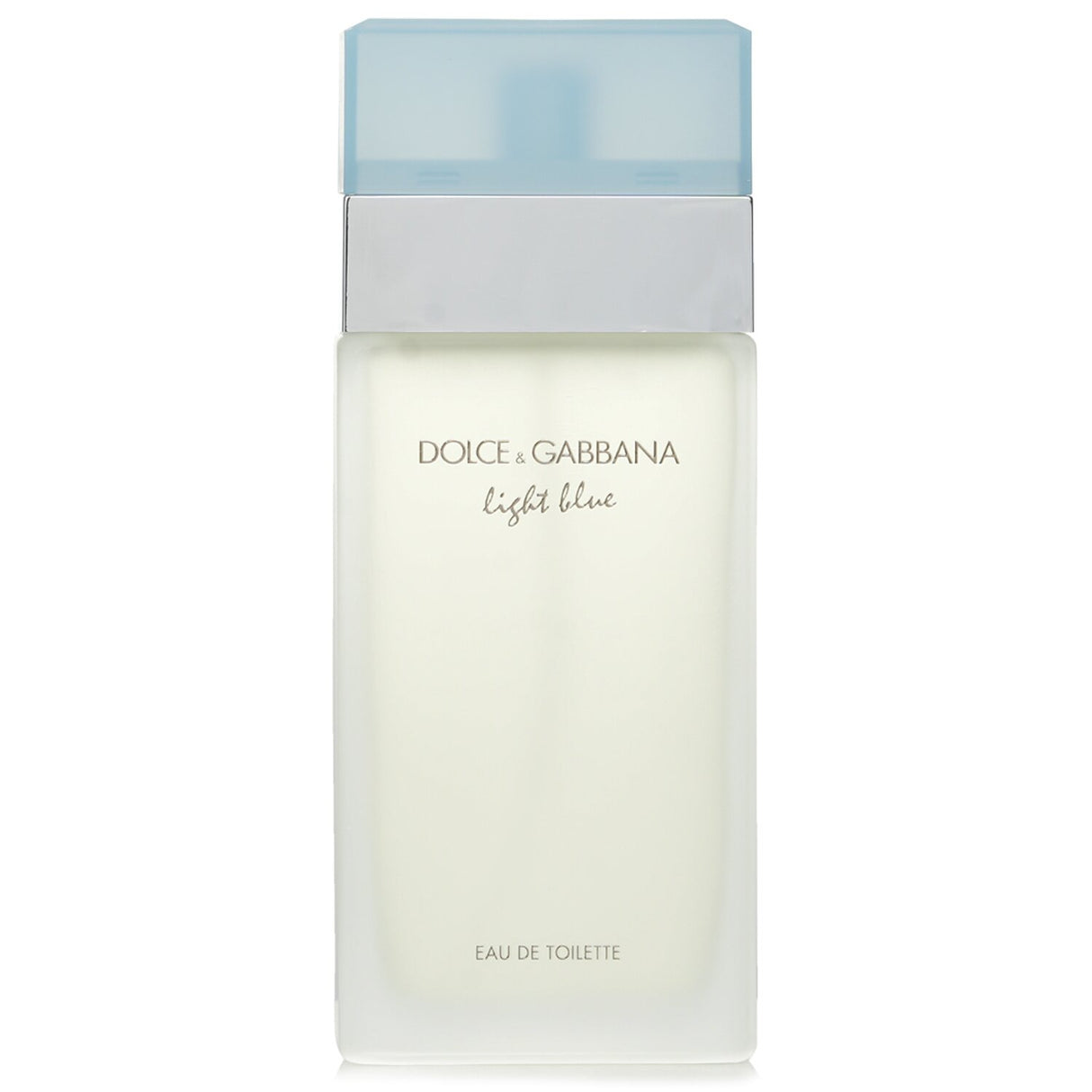 Bottle of Dolce & Gabbana Light Blue Eau De Toilette Spray, 100ml, embodying floral notes of jasmine, freesia, musk, and amber.