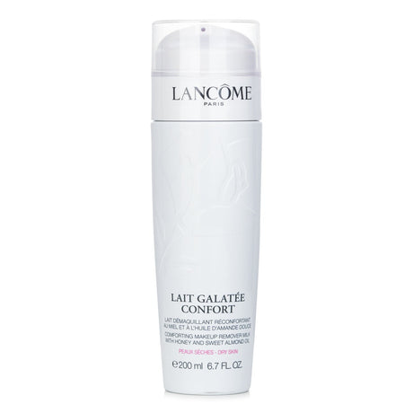 Creamy Lancome Confort Galatee cleanser for dry skin, enriched with milk proteins for gentle, nourishing makeup removal.