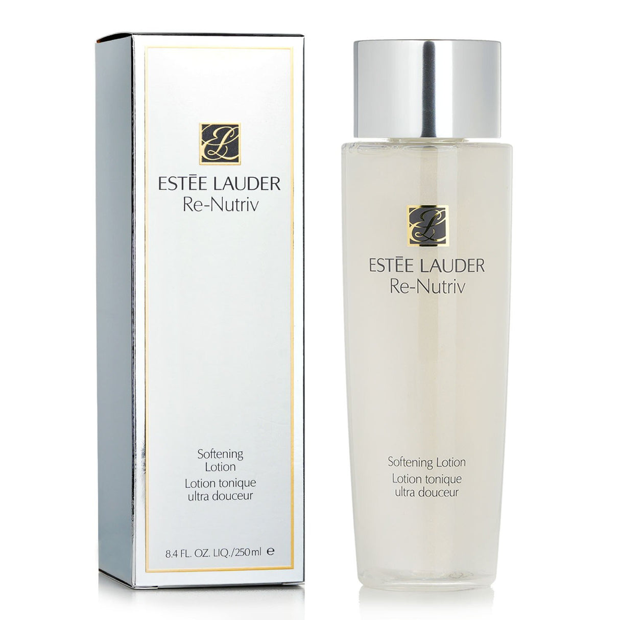 Estee Lauder Re-Nutriv Softening Lotion in a 250ml bottle, designed for hydration and gentle cleansing of dry skin.