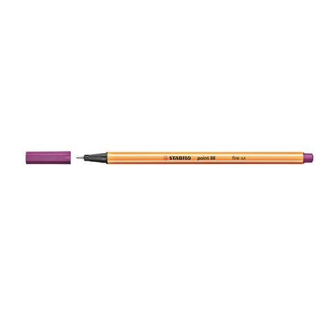 Set of 10 lilac Stabilo Point 88 fineliners, featuring 0.4mm tips for precise writing and artwork. Perfect for students and professionals.