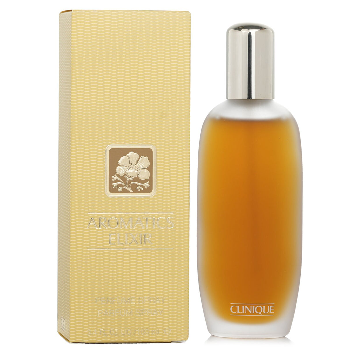 Clinique Aromatics Elixir Parfum Spray in 100ml, a luxurious blend of chypre, floral, and woody notes for elegant fragrance.