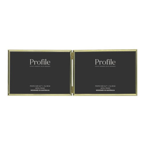 Profile - Habitat Gold Hinged Double Metal Photo Frame - 5x7in (13x18cm) (2)V
