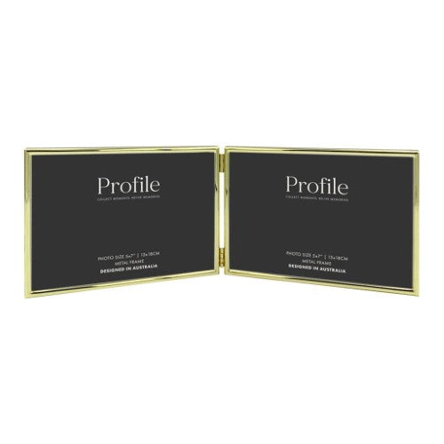 Profile - Habitat Gold Hinged Double Metal Photo Frame - 5x7in (13x18cm) (2)V
