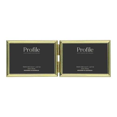 Profile - Habitat Gold Hinged Double Metal Photo Frame - 5x7in (13x18cm) (2)V
