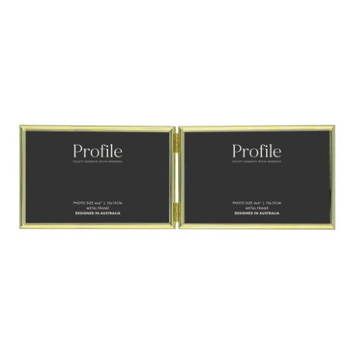 Profile - Habitat Gold Hinged Double Metal Photo Frame - 5x7in (13x18cm) (2)V