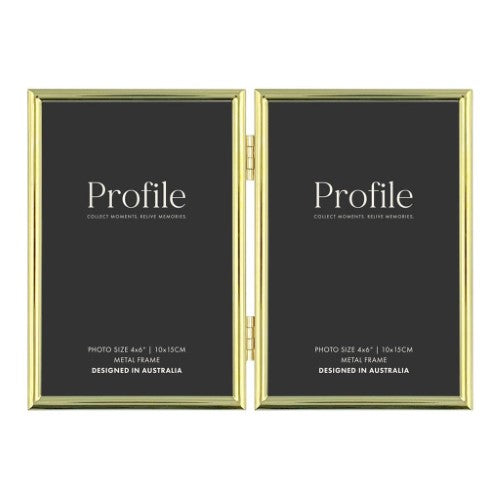 Profile - Habitat Gold Hinged Double Metal Photo Frame - 5x7in (13x18cm) (2)V