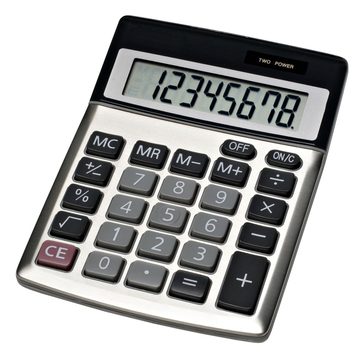 Jastek Compact Calculator Metal with robust design, 8-digit display, durable keys, dual power, and included LR1130 battery.