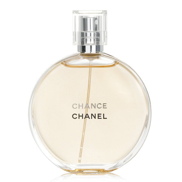 Chanel Chance Eau De Toilette Spray 50ml, a vibrant floral fragrance with notes of pink pepper, jasmine, and amber for modern women.