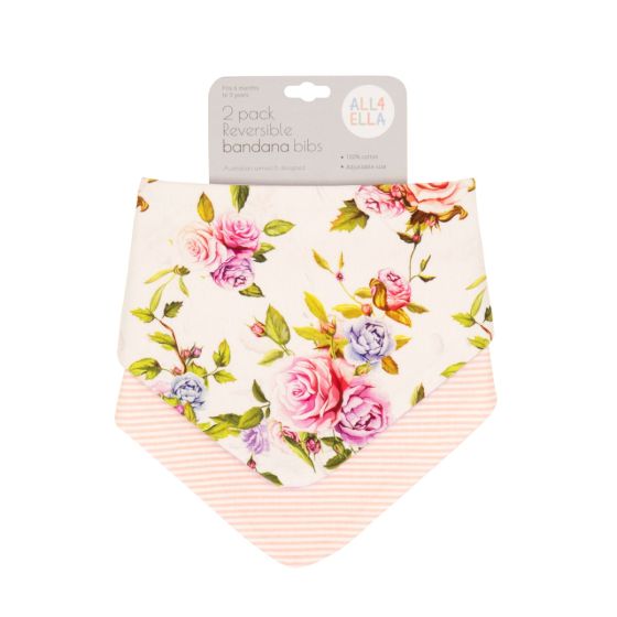Bandana Bibs 2pk - Rose - All4Ella