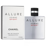 Chanel Allure Homme Sport 50ml EDT for men, featuring vibrant citrus notes and a captivating spicy base for an invigorating scent.