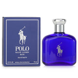 Ralph Lauren Polo Blue Eau De Toilette Spray 75ml, a chic men's fragrance with refreshing melon, cucumber, and warm amber notes.