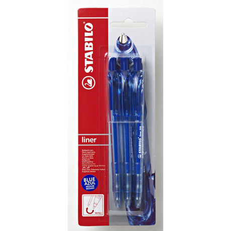 Stabilo Liner R/Bpp Med Blue Cd3 fine-liner pen with medium tip for precision writing and vibrant coloring in rich blue.