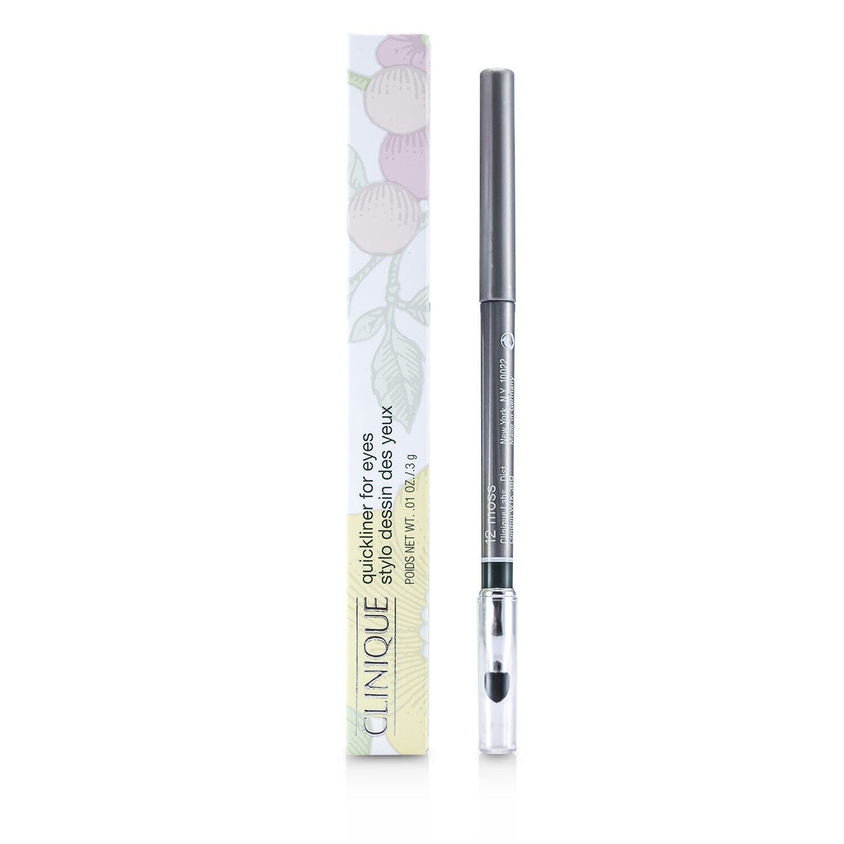 Clinique Quickliner For Eyes in 12 Moss, a creamy eye pencil for a smoky, smudging look with long-lasting wear.