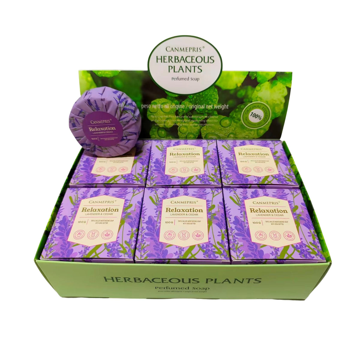 Canmepris Lavender & Cedar Shea Butter Soap 100g Display 12pc