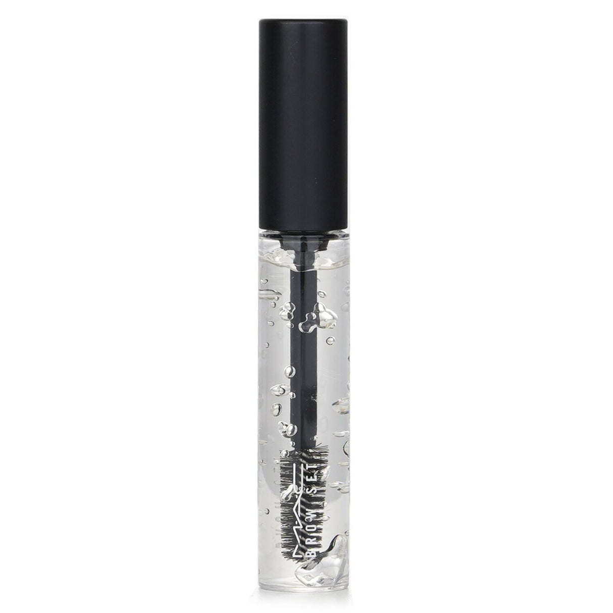 Clear gel brow set by MAC for grooming, enhancing shine, and long-lasting hold; suitable for brows and lashes.