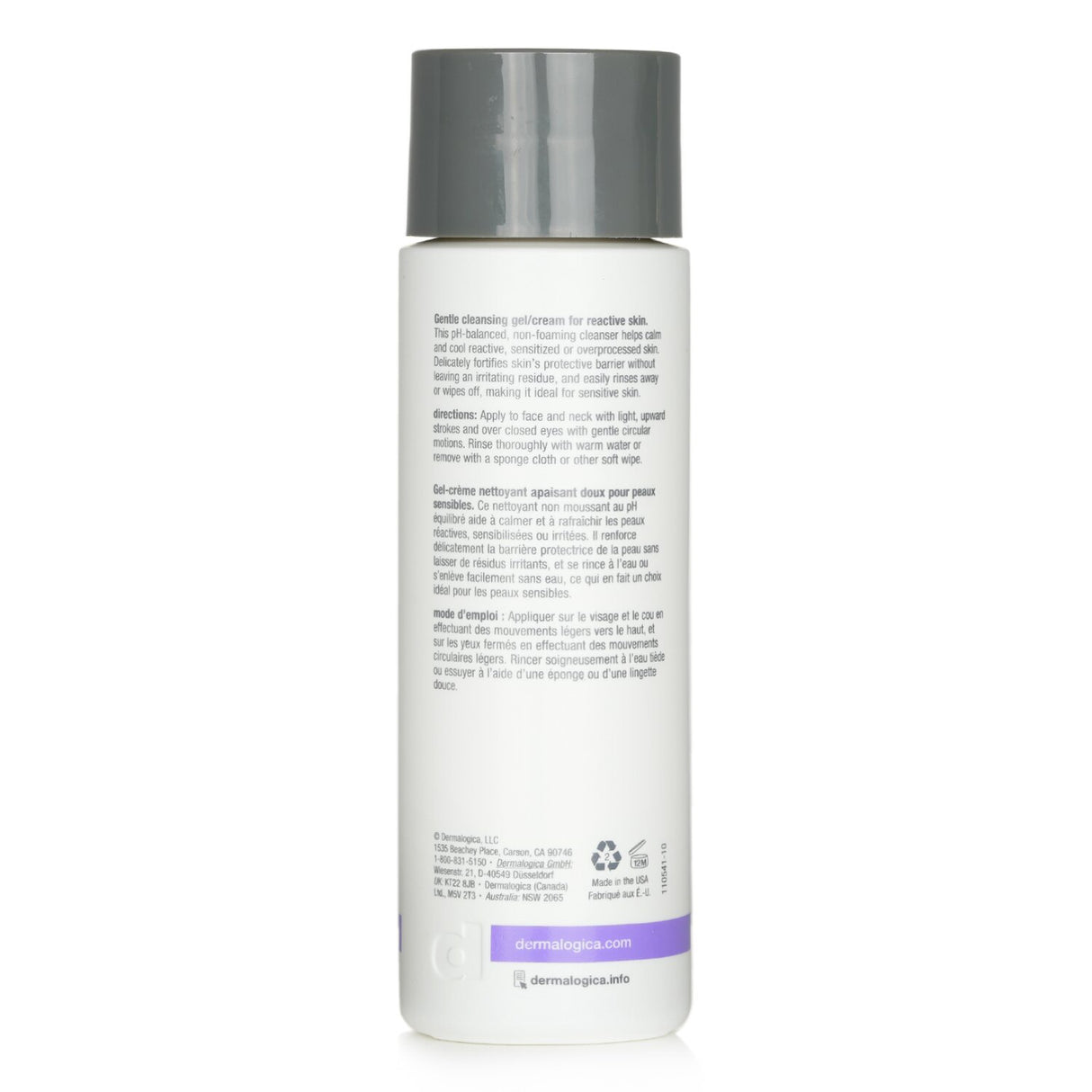 UltraCalming Cleanser by Dermalogica in a 250ml bottle, gentle formula for sensitive skin, removes impurities and soothes irritation.