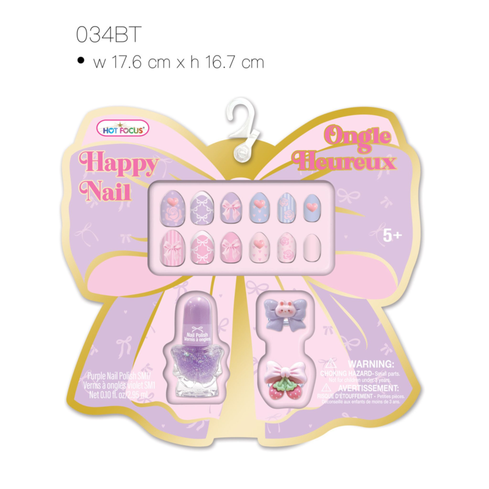 Kids Press-On Nails & Ring Set - Bows