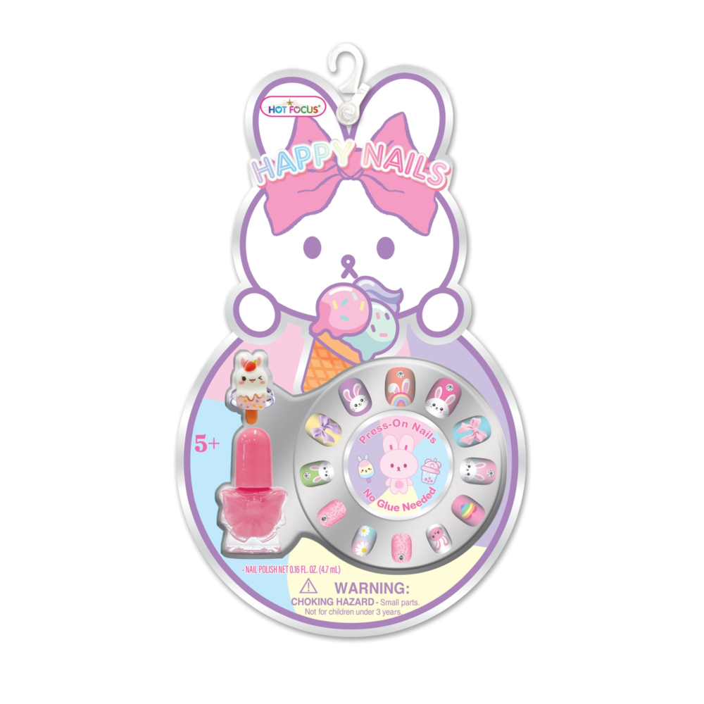 Kids Press-On Nails & Ring Set - Rabbits